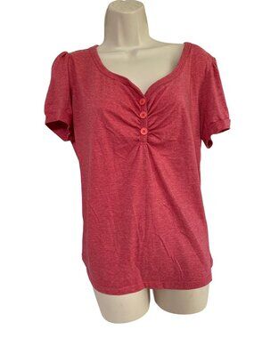 Vintage y2k Mossimo Supply Co Womens Size 16W 18W Red Henley shirt Top Short Sle